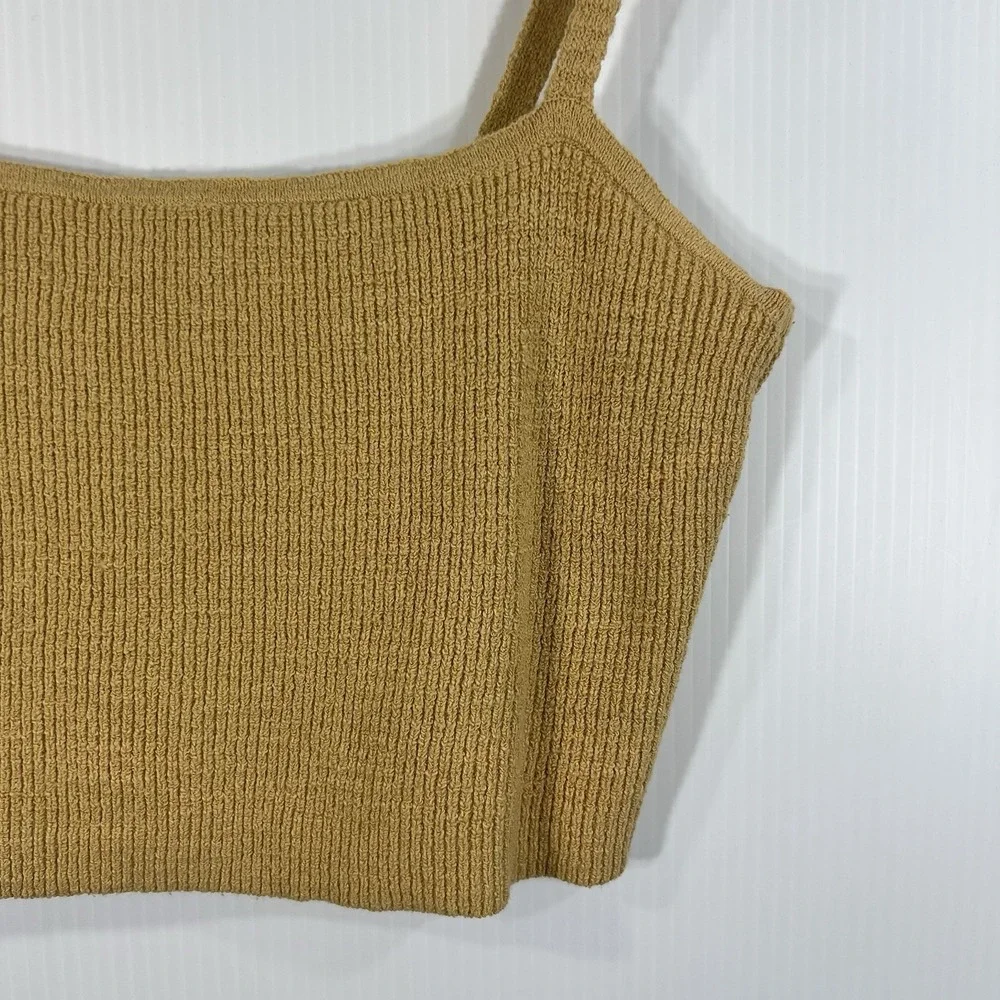 Madewell‎ Halstead Square-Neck Sweater Tank Sz Medium Dusty Yellow Strap Cropped
